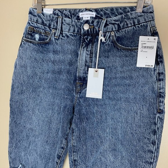 Good American Good Classic Denim Distressed Jeans Size 27 NWT - Picture 4 of 10